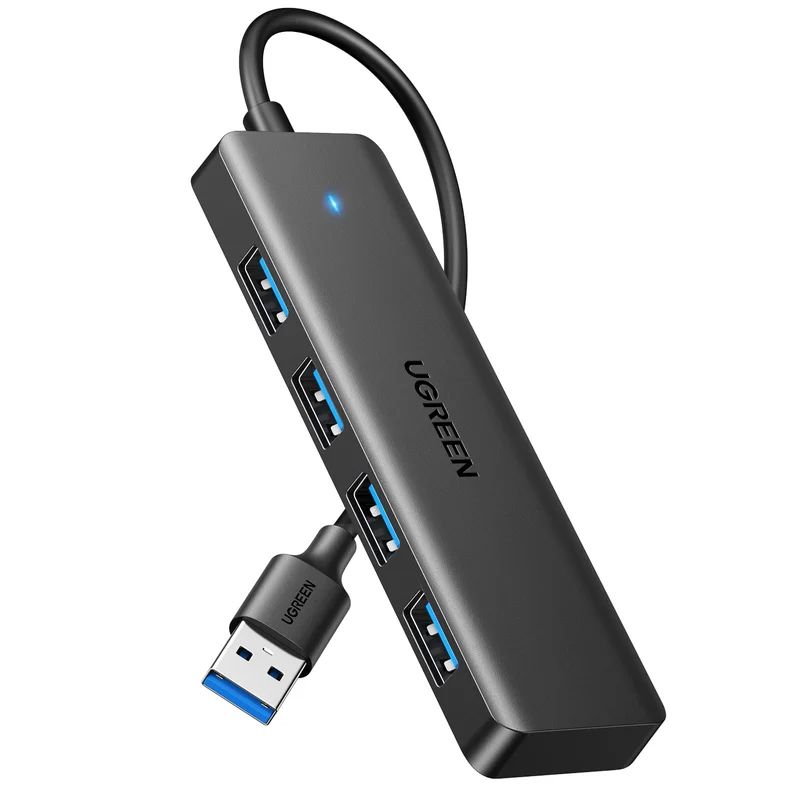 UGREEN Hub USB 3.0, Adaptador 4 em 1 com 4 Portas USB-A 5Gbps, Compatível com PC, Laptop, PS4, PS5, Xbox, Impressora, Pendrive, Mouse, Teclado, HD Externo e Mais, 15CM