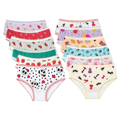 Calcinha Infantil Menina Kit 12 Peças Básico Estampado DCP Kids