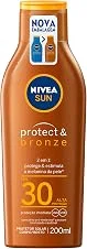 NIVEA SUN Protetor Solar Protect & Bronze FPS 30 200ml - Com ativo de pró melanina, resistente à água, protege dos raios UVA/UVB, ajuda a manter a cor bonita e uniforme por mais tempo
