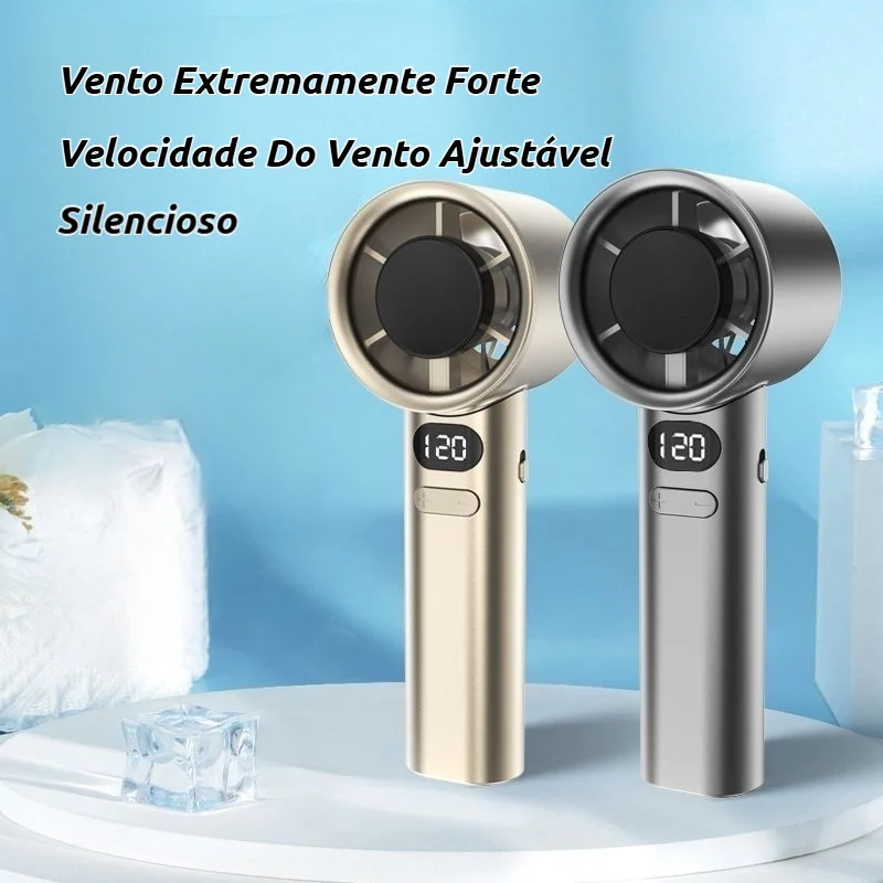 Mini Ventilador Turbo Portátil 120 Níveis De Velocidade Mudo Display LED Digital USB Recarregável Uso Doméstico Viagens