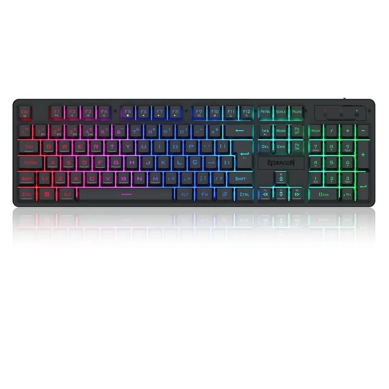 Teclado Gamer Membrana Redragon Netherbane Pro RGB Preto Full Size K521RGB-KS PT