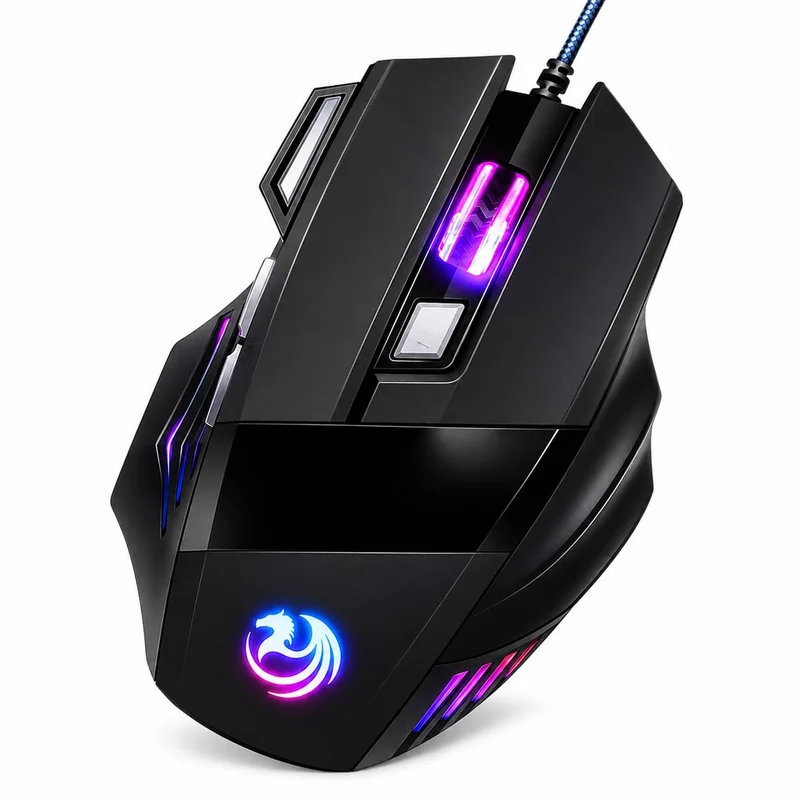 Mouse Gamer RGB 3200 DPI 7 Botões USB Ergonômico
