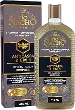 Tío Nacho Shampoo Anticaspa 2 em 1 Antiqueda Natural com Geleia Real e Própolis – Controle da Caspa, Hidratação e Condicionamento Capilar 415ml