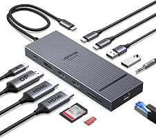 UGREEN Revodok Pro Hub USB C Dock Station 12 em 1 com Dual HDMI e DP