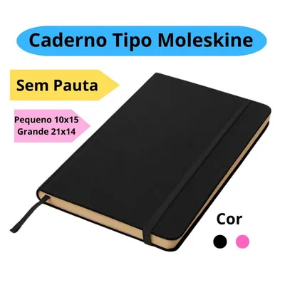 Caderno Pequeno ou Grande 21x14cm Tipo Moleskine Sketchbook Sem Pauta Caderneta