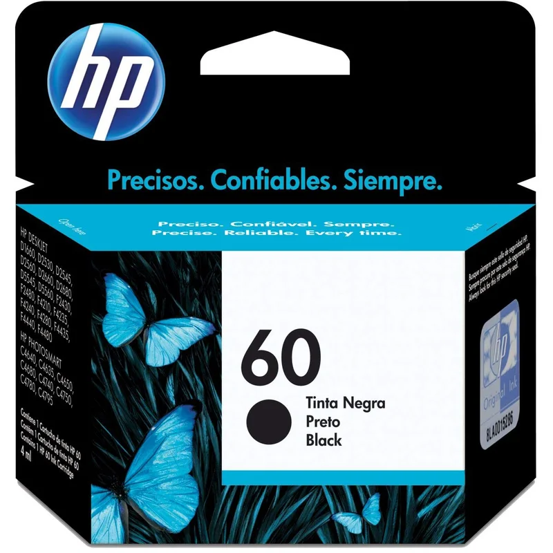 Cartucho HP 60 Preto Original (CC640WB) Para Impressora Deskjet F4224, F4480, F4580, D1660, D110a, C4780, ENVY D410a