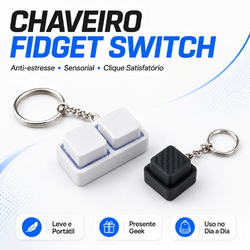 Chaveiro Teclado Mecânico Fidget Boy Anti-Estresse Switch Clicker Sensorial Gamer Teclas Clicáveis
