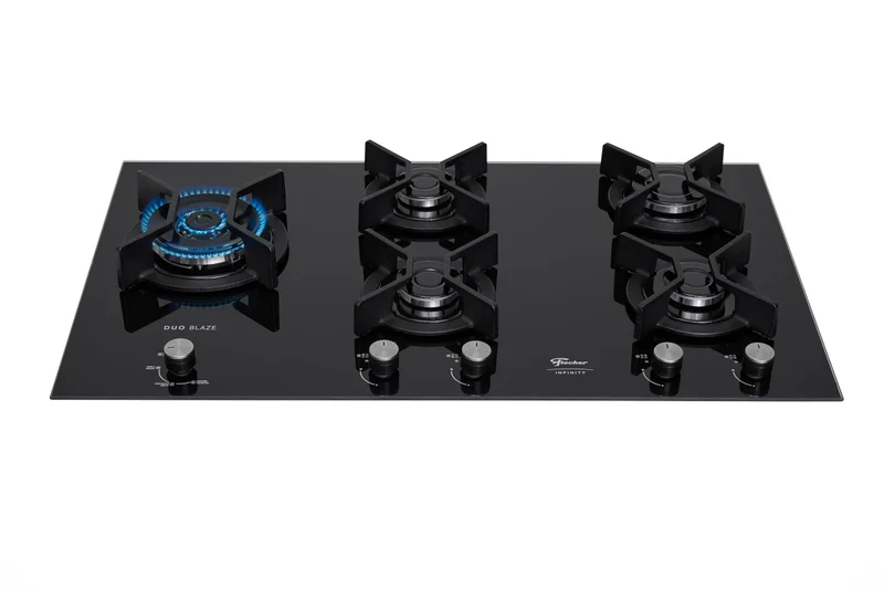 FISCHER COOKTOP GÁS 5 BOCAS TC INFINITY DUO BLAZE MESA VIDRO BLACK BIVOLT 31800-82260
