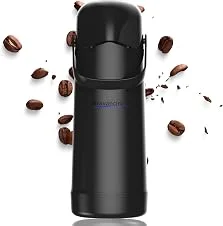 Garrafa Térmica Mágic Pump Preto 1L Café Bomba Pressão 12h Quentes 24h Frio Água Chá Casa Escritório Consultorio