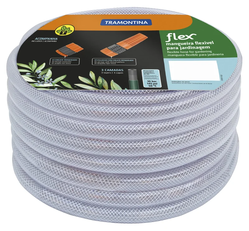 Mangueira Flex Para Jardim, 20 M, Com Engates Rosqueados E Esguicho