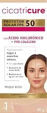CICATRICURE Protetor Solar Facial FPS 50 Antissinais Toque Seco Cor Clara, Previne Rugas e Manchas, Ultra Proteção UVA UVB, Ácido Hialurônico para Pele Oleosa, 40 ml, 1 pack