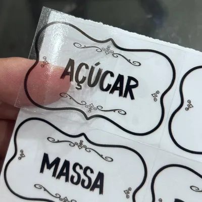 50 Adesivos no Vinil Transparente para Potes Organizadores Temperos Mantimentos Organizador 5x3cm