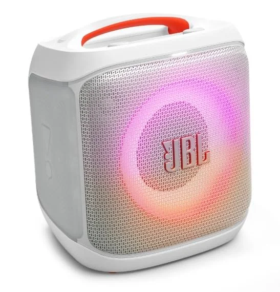 JBL, Caixa de Som, PartyBox Encore Essential 2 branca, Show de Luzes, Bluetooth, Portátil, Resistente a Respingos, Bateria de até 15h, Som JBL Pro Sound, AI Sound Boost, 100 W RMS