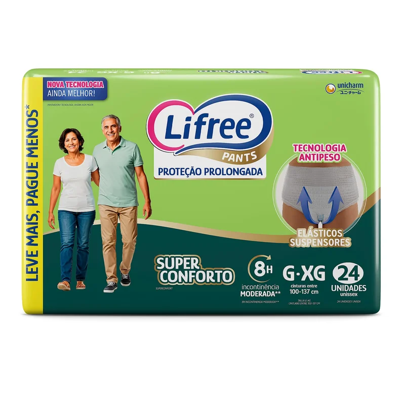 Lifree Fralda Geriátrica Tipo Calça Super Conforto G/XG 24 Unidades