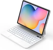 BETTDOW Capa com Teclado e Trackpad para Samsung Galaxy Tab S6 Lite 10.4" Polegadas, Capa com teclado Bluetooth sem fio destacável magneticamente,com LCD Display (Branco)