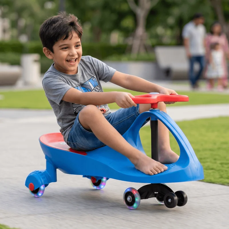 Carrinho Infantil Rolimã Gira Gira Triciclo Roda Led Volante 360° Suporta 100kg Rosa Azul Vermelho Brinquedo Presente