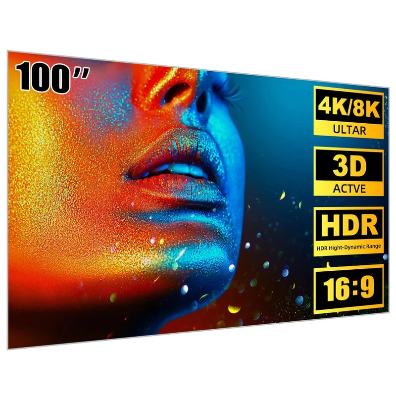 100 Polegadas Tela para Projetor Bettdow, 16:9 Tela Projetor, HD/4K Nítida Sem Reflexos Tela de Projeção Portátil, Ideal para Ambientes Domésticos, Escritórios, Flexível e portátil