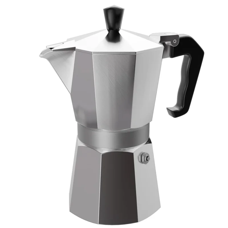 LYOR - Cafeteira Italiana de Alumínio 250ml com Cabo em Baquelite - Capacidade para 6 Doses
