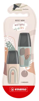 STABILO BOSS ORIGINAL Mini Nature Vibes Marca Texto – Blister com 2 unidades – Beige e Earth Green