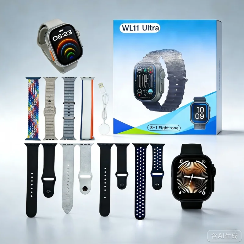 Smartwatch Inteligente WL11 ultra 49mm com 8 pulseiras séries11 Gps feminino e masculino