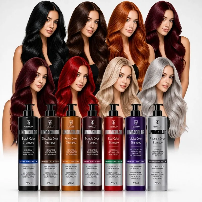 Shampoo Tonalizante Escurecedor S/ Amônia 100% Natural Lindacolor
