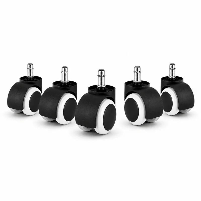 Kit 5 Rodízios Rodinhas Cadeira Escritório Gamer Antirisco Anti-ruido Pino 11mm Silenciosa Universal