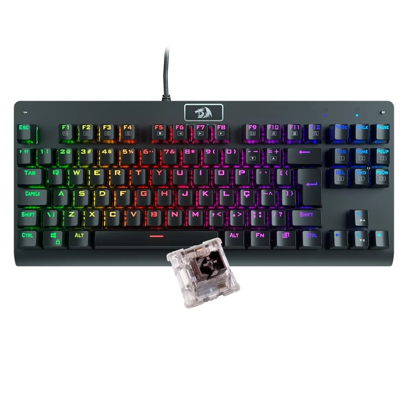 Teclado Mecânico Gamer Redragon Dark Avenger K568-2 Rgb Switch Brown Com Fio
