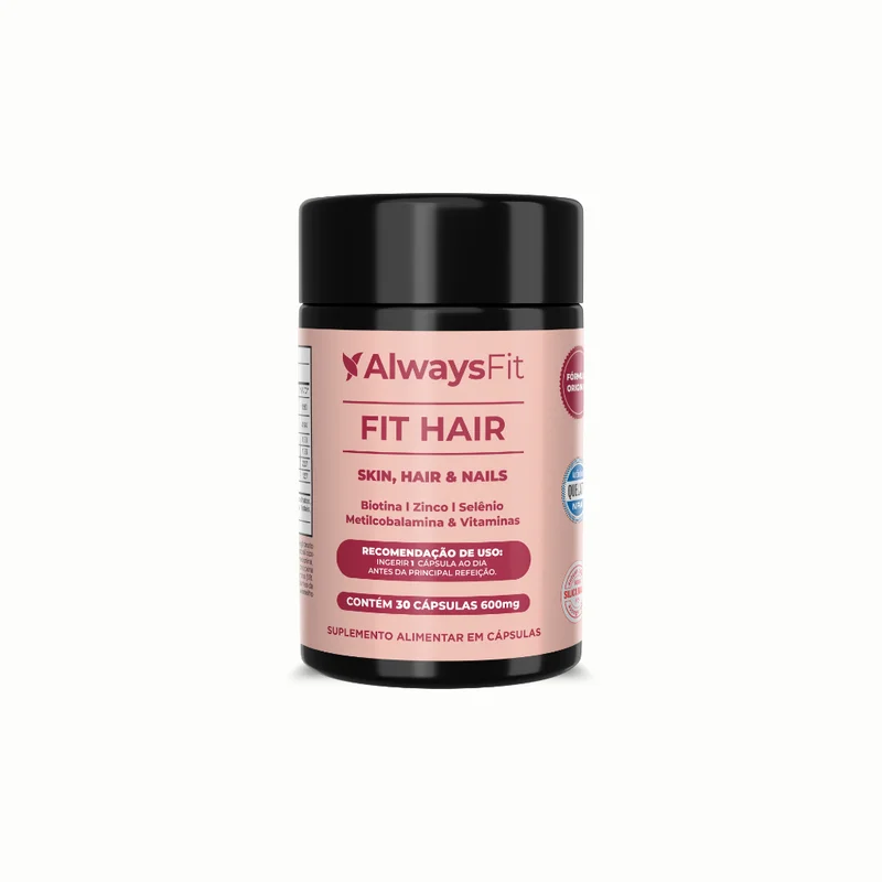 FitHair® AlwaysFit | Biotina + Zinco + Selênio + Ferro + Cobre + Cisteína + Vitaminas | 30 Cápsulas