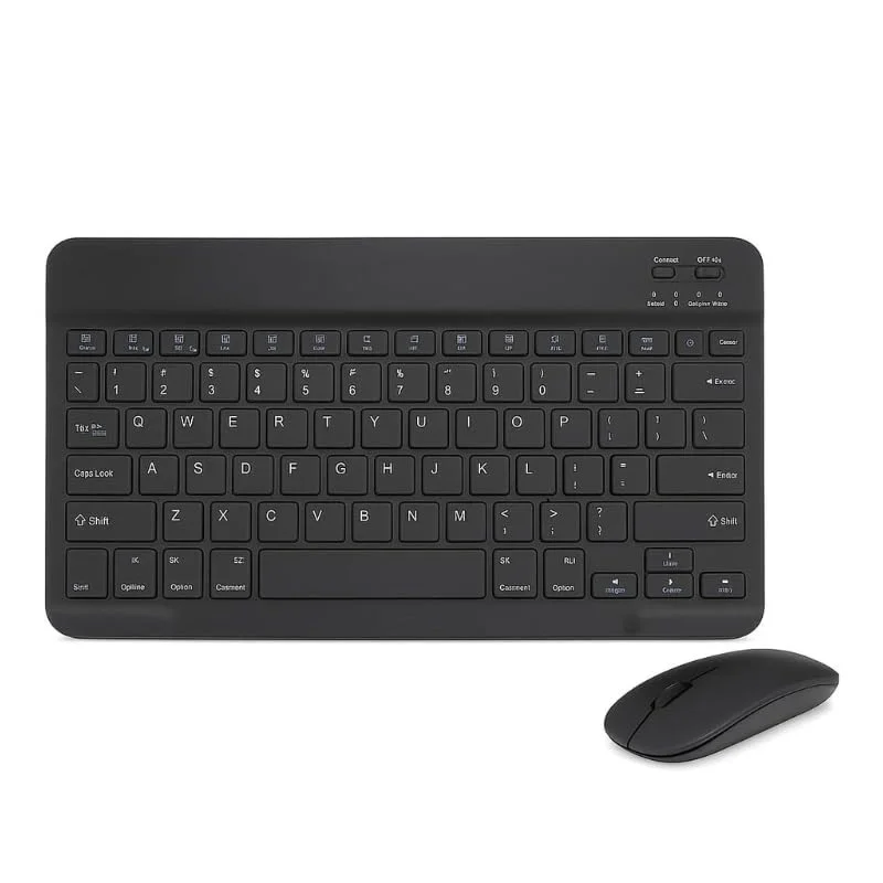 Conjunto Teclado e Mouse Bluetooth Recarregável Ultrafino – Compatível com Android, Windows, iPad, iPhone, Samsung e Tablets – Compacto e Portátil (PRETO)