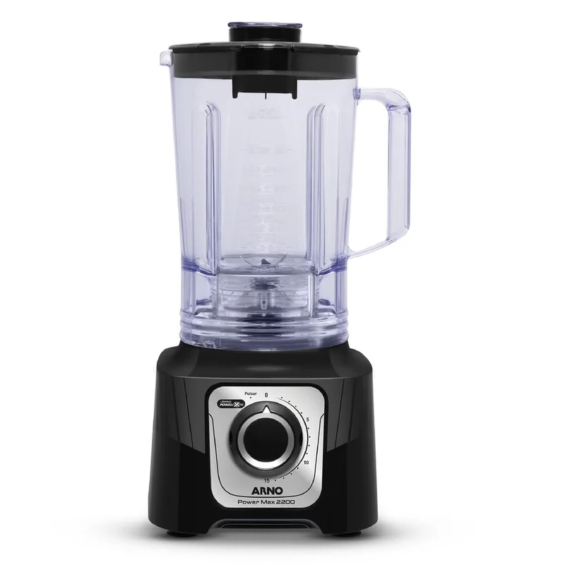 Liquidificador Arno Power Max 2200 LN66 Preto, com 6 Lâminas Powelix Pro, 3,1L de Capacidade, 15 Velocidades e Design Moderno, 110V