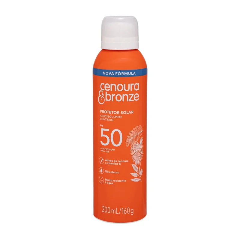 Protetor Solar Aerossol Spray FPS 50 Cenoura & Bronze 200ml