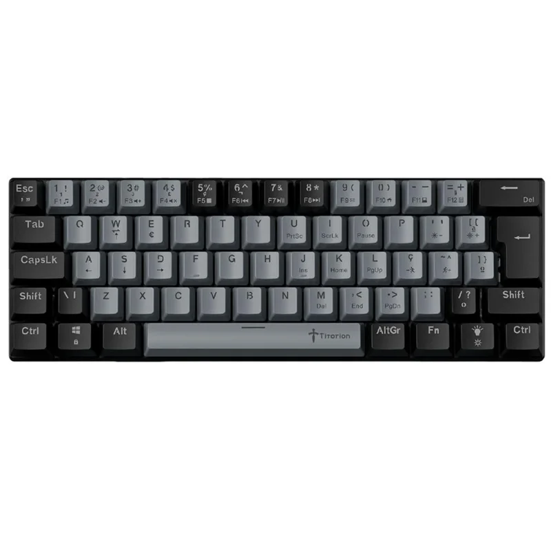 Titorion Teclado Mecânico Gamer Cinza 60% Hot Swap Switch Red Vermelho ABNT2 USB TE002
