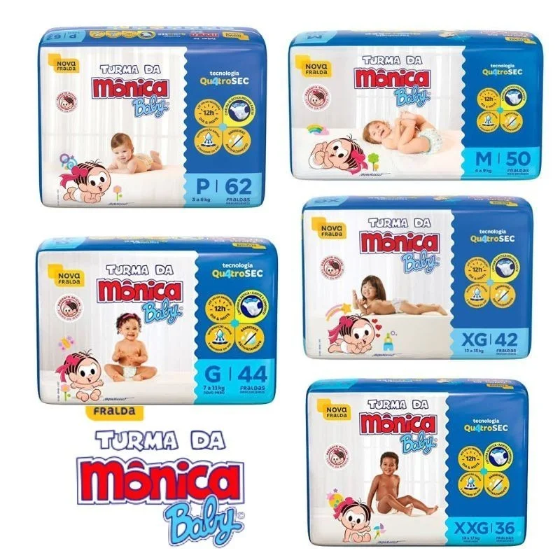 TURMA DA MÔNICA - Fralda Mega - Escolha o Tamanho
