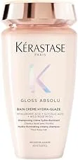 Kérastase Gloss Absolu Bain Crème Hydra-Glaze, shampoo para cabelos com frizz intenso, brilho e suavidade, com ácido glicólico, ácido hialurônico e óleo de rosa mosqueta, 250 ml