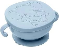 LYOR - Bowl com Tampa e Ventosa Baby Elefante Azul Plástico
