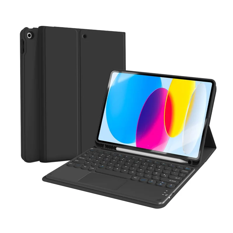 WB Capa com Teclado e trackpad para iPad 10ª e 11ª Geração 10.9" Polegadas com Auto Hibernação (Preto)