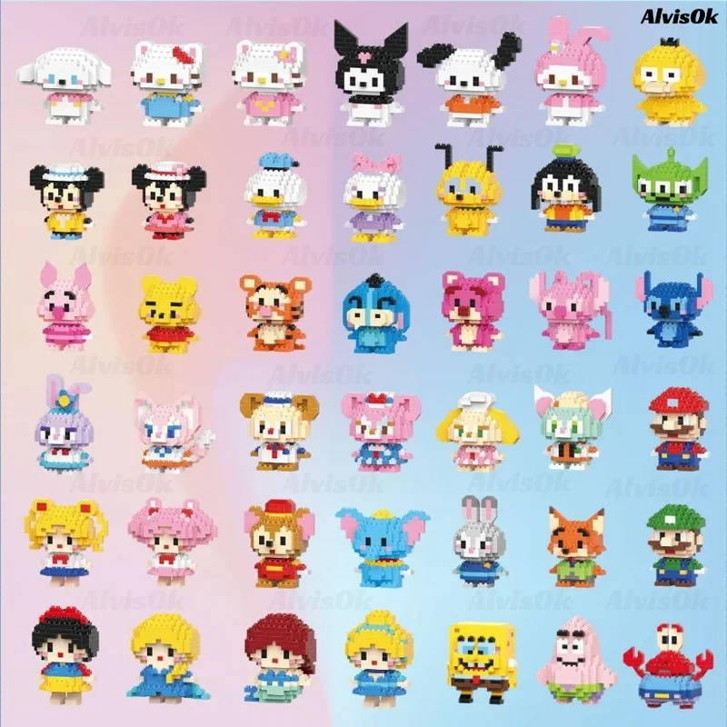 Brinquedo Blocos de Montar Infantil Educativo Animais De Brinquedo Anime Mini Brinquedos
