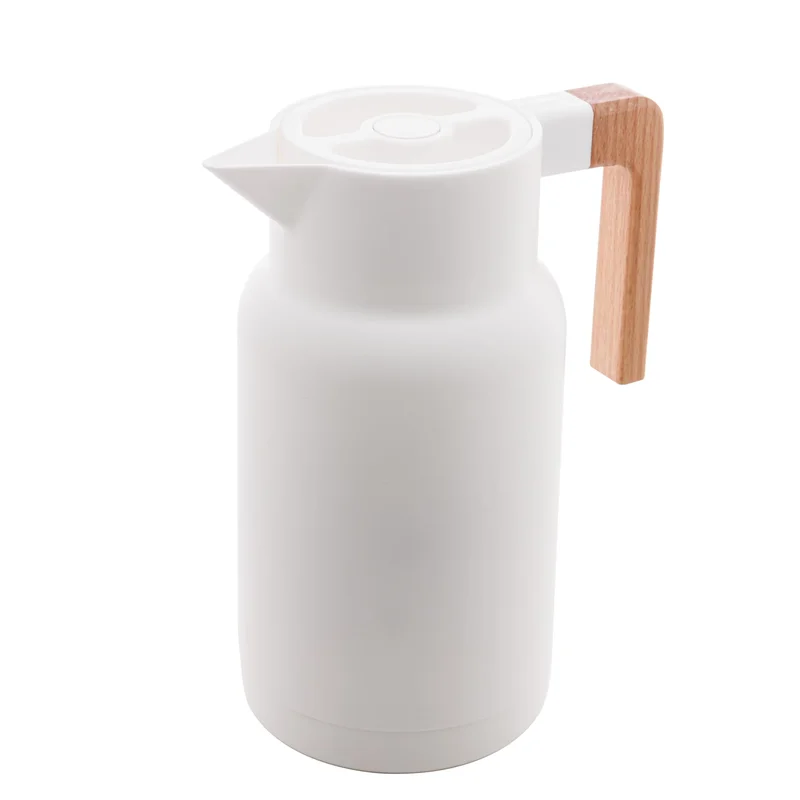 LYOR - Garrafa Térmica de Plástico Organic Branca 1L - Utensílios de Cozinha - Mesa Posta - Decoração - Itens Para Casa -Perfeita Para Café e Chá-Mantém A Temperatura de Bebidas Quentes e Geladas