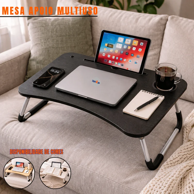 Mesa Dobrável Notebook Retrátil Home Office Apoio Cama Sofá Trabalho Café