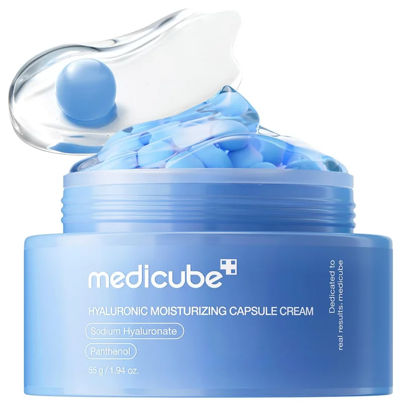 medicube Creme cápsula com ácido hialurônico | Hidratação duradoura 120H, cuidados com barreiras, hidratante facial diário calmante para todos os tipos de pele | Pantenol e ceramidas | Cuidados com a