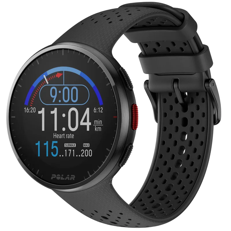 Polar Pacer Pro Preto - Relógio com GPS avançado, Design ultraleve e botões aderentes, Programas de treino e recuperação, Monitor de FC, Contraste de tela aprimorado, Controles de música