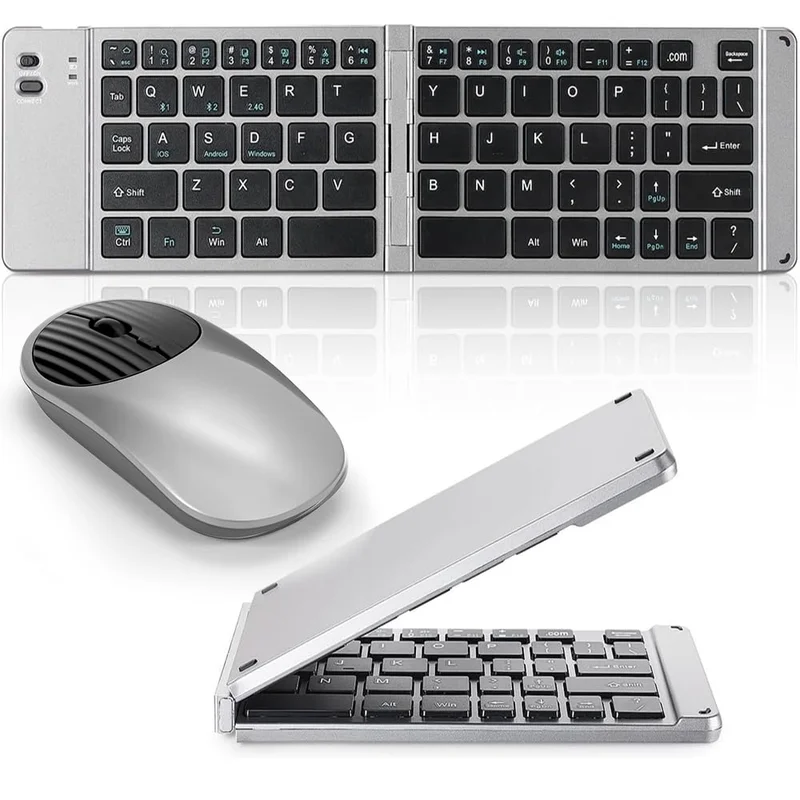 Kit Teclado e Mouse sem Fio, Teclado Dobrável