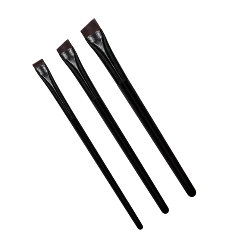 Kit 3 Pincéis Profissionais Chanfrados para Sobrancelha e Henna | Delineador Olhos | Pincel Preciso para Maquiagem | Ideal para Profissionais e Iniciantes - PJAT