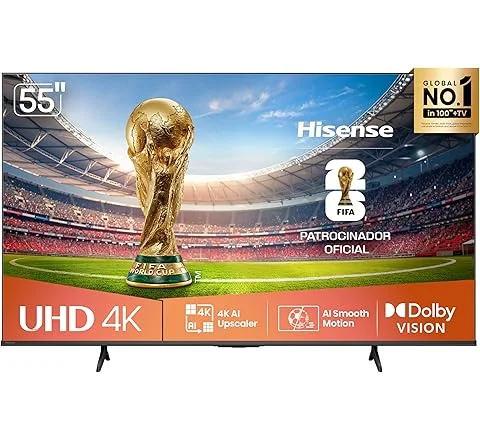 Hisense Smart TV 4K 55" Polegadas 55A6NV com Dolby Vision, HDR10, HLG, Dolby Gaming, Film Maker, DTS Virtual X, Compatibili…