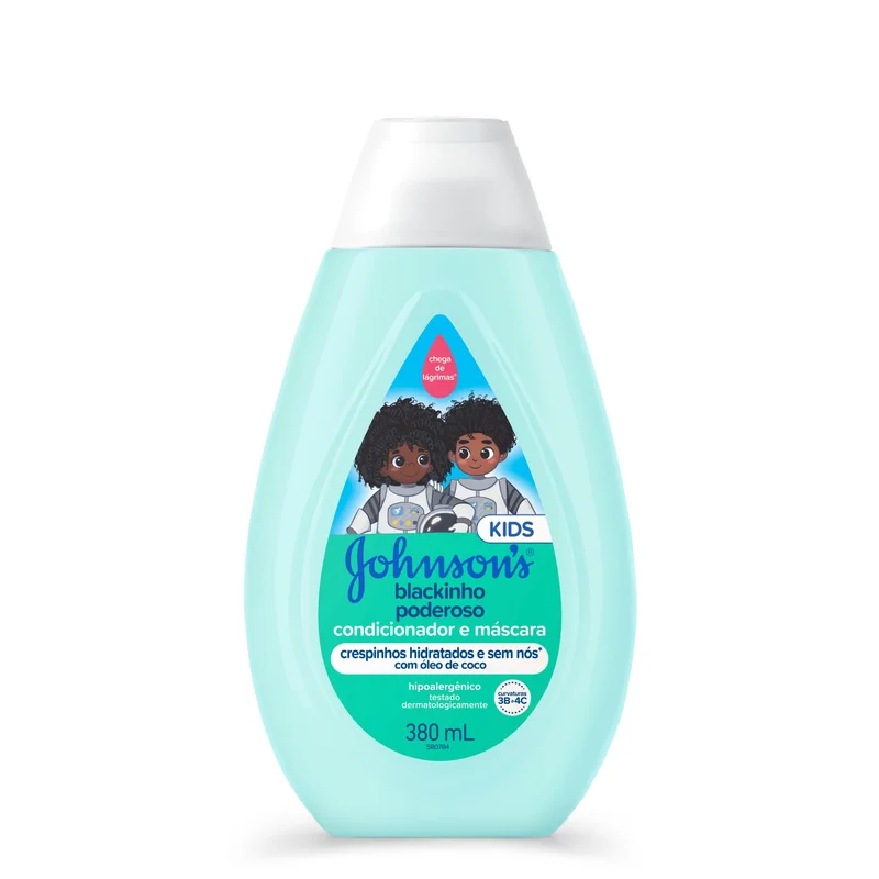 Johnson's Baby Condicionador Infantil Para Cabelos Crespos Blackinho Poderoso, 380mL