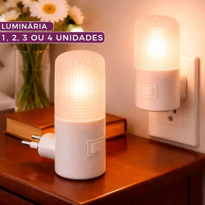 Luminária 1 2 3 ou 4 Unidades Abajur Luz Noturno Led Tomada Bivolt