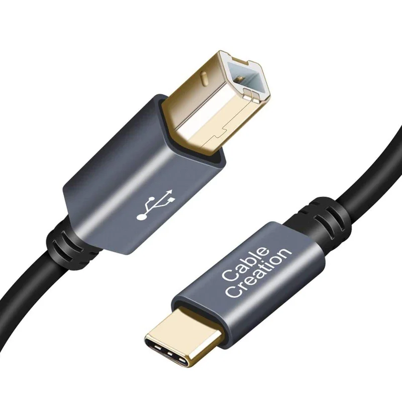 CableCreation Cabo USB B para USB C para impressora 3 metros, Cabo USB-C para USB-B para impressora, cabo MIDI para controlador MIDI de piano digital Yamaha Casio, DJ, cinza espacial