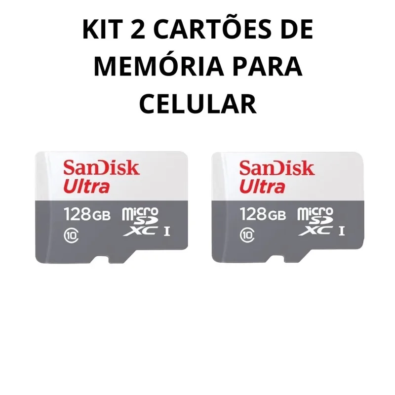Kit 2 cartões de memória 128gb ultra muito mais memória smartphone Envio Imediato