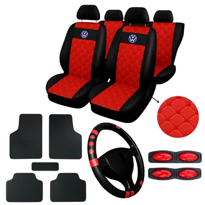 Jogo Capa Banco Couro Do Gol Voyage Fox G1 G2 G3 G4 G5 G6 G7 tapete de carro + capa de volante