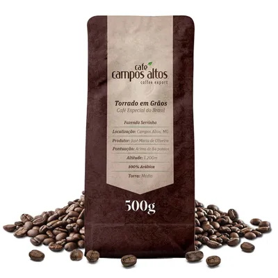 Café Campos Altos Especial em Grão 500g, Catuaí Vermelho, 84+ Pontos